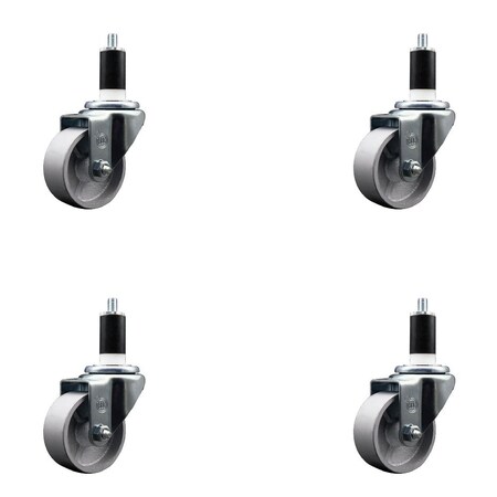 Service Caster 3'' Semi Steel Wheel Swivel 1-3/8'' Expanding Stem Caster Set, 4PK SCC-EX20S314-SSS-138-4